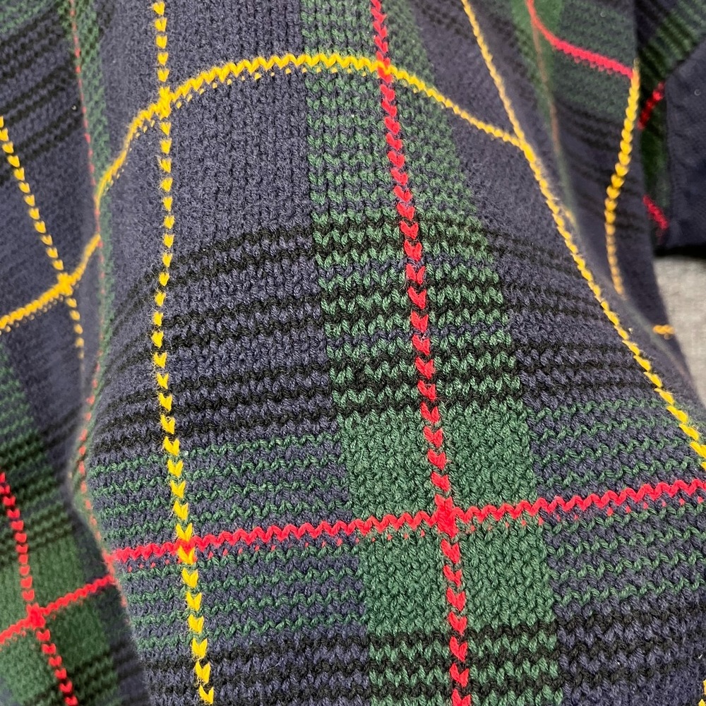 Vintage Tommy Hilfiger Sweater Mens Navy Green Knit Long Sleeve Pullover - Large - Picture 12 of 16